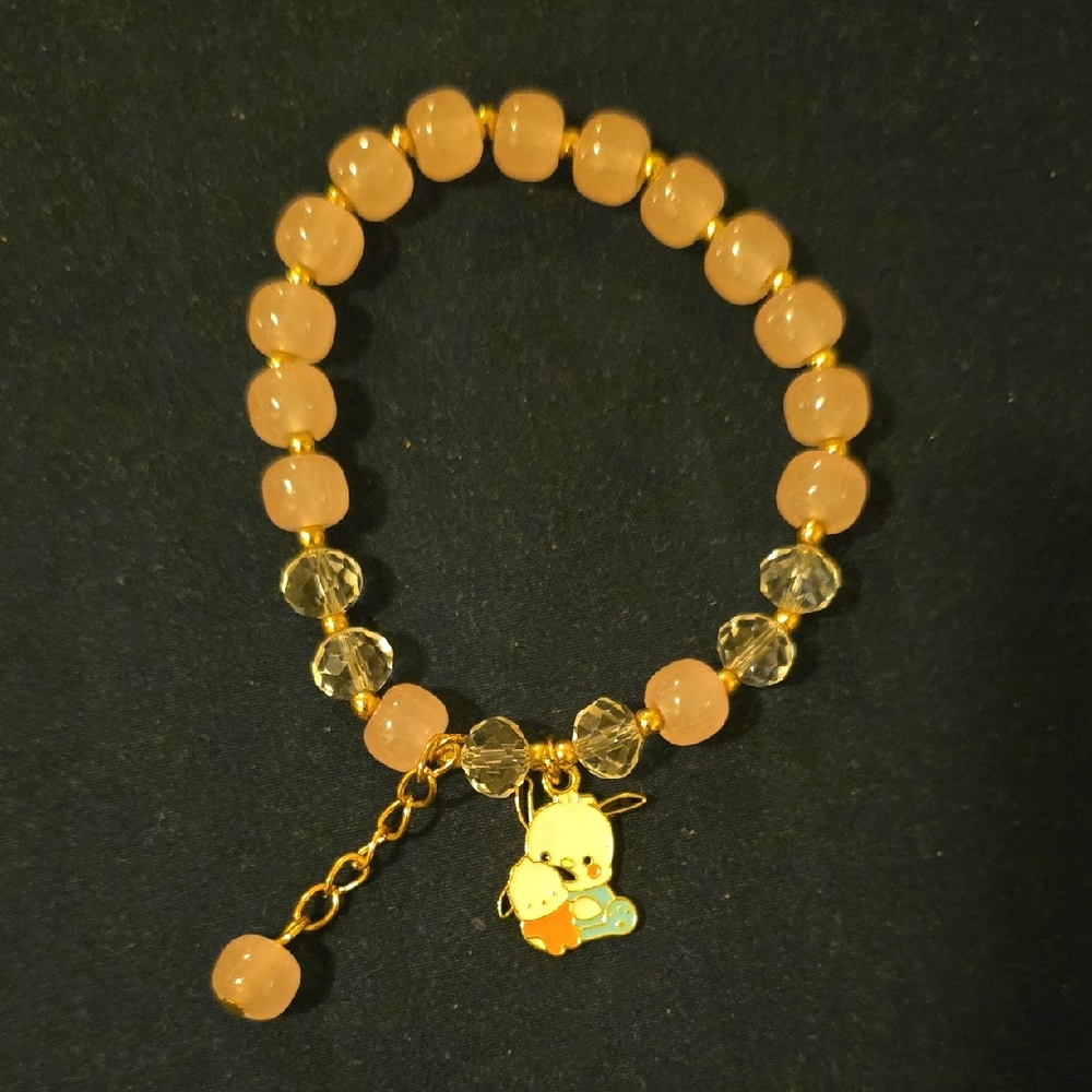 Charming Gold and Pink Beaded Bracelet